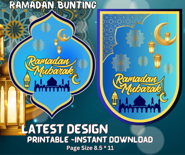 Printable Ramadan Kareem Hanging Lantern Decor – Islamic Festive Wall Hanging Digital Download