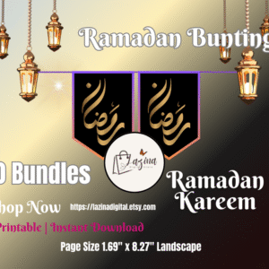Printable Ramadan Kareem Hanging Flags – 10 Unique Islamic Bunting Designs for Party and Home Decor