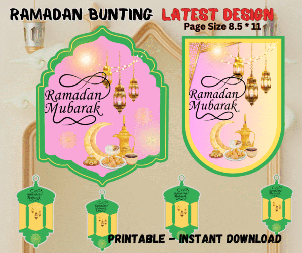 Printable Ramadan Kareem Bunting – Islamic Hanging Decor and Gift for Ramadan Celebration