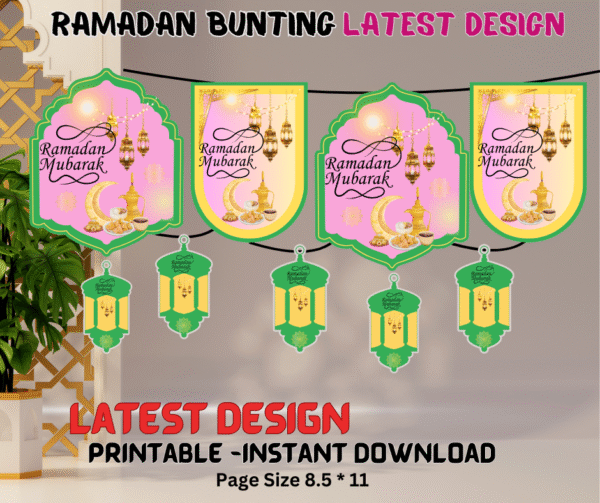 Printable Ramadan Kareem Bunting – Islamic Hanging Decor and Gift for Ramadan Celebration