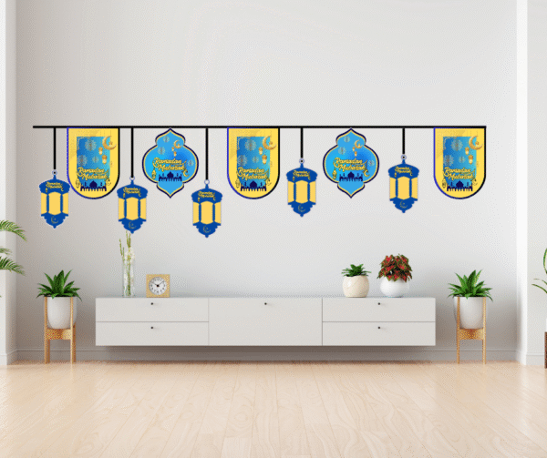 Printable Ramadan Kareem Hanging Lantern Decor – Islamic Festive Wall Hanging Digital Download
