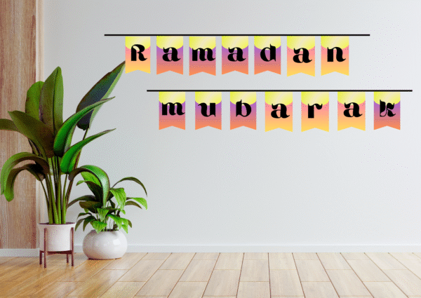 Printable Arabic Ramadan Hanging – Ramadan Kareem & Mubarak Alphabet Wall Decor for Islamic Celebrations