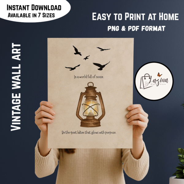 vintage lantern wall art printable
