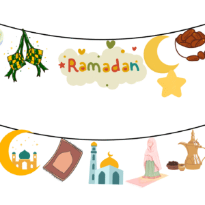 Printable Arabic Ramadan Hanging – Ramadan Kareem & Mubarak Alphabet Wall Decor for Islamic Celebrations