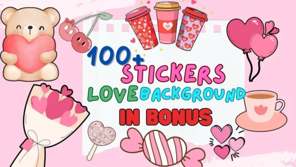 Printable Valentine’s Day Love Stickers – Romantic PNG Clipart for Cards, Crafts, and Planners