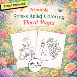 printable stress relief coloring floral pages – 54 design