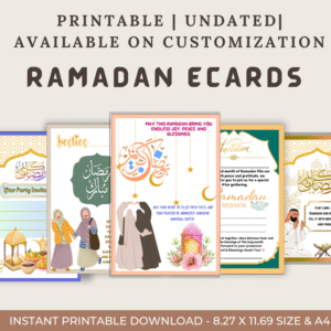 Printable Ramadan eCards – 52 Unique Iftar Invitations and Eid Wishes, Customizable Digital Islamic Greetings