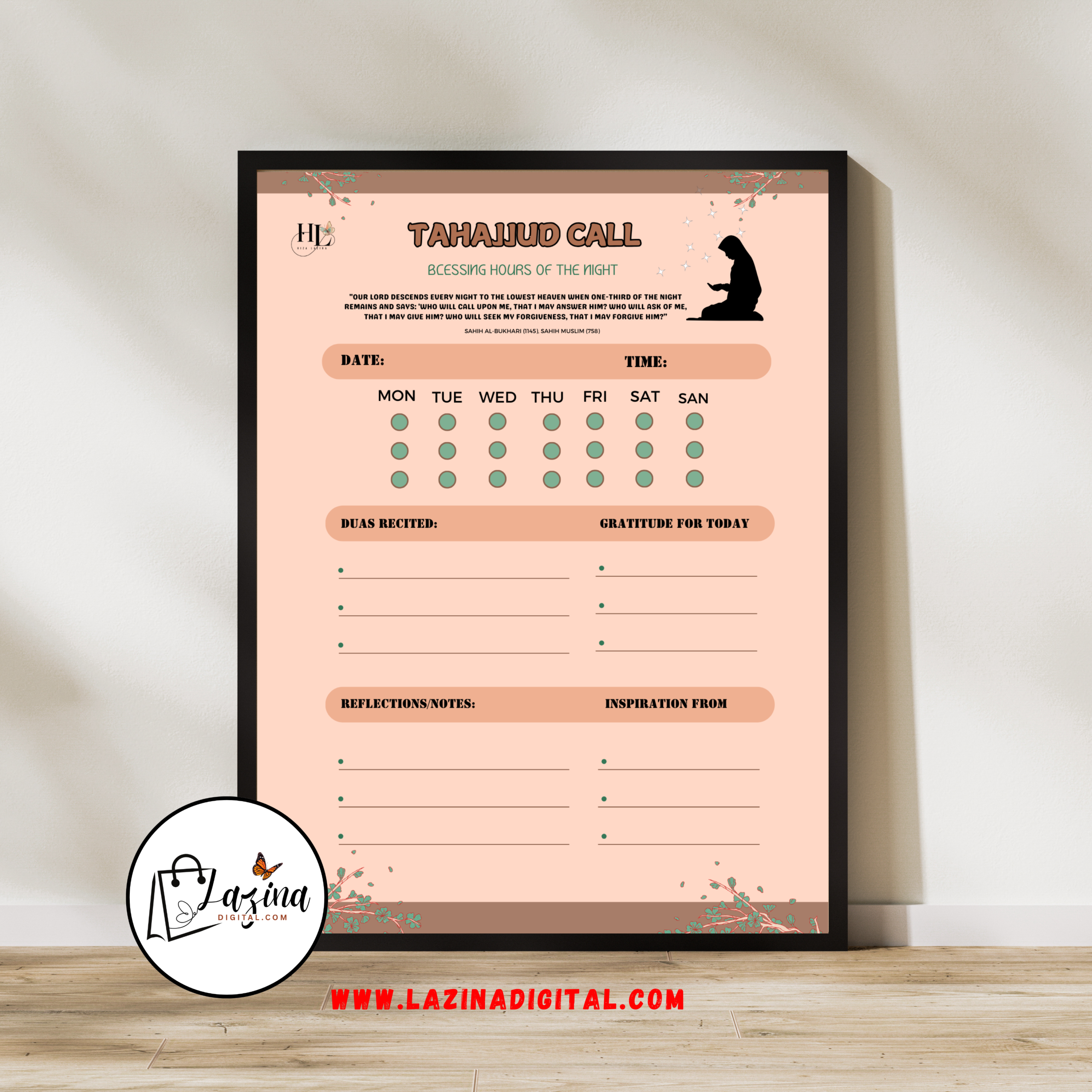 Tahajjud Prayer Tracker Yearly – Daily Reflection Journal (Printable PDF) - Salah Prayers Tahajjud Prayer Tracker Yearly – Daily Reflection Journal (Printable PDF) - Salah Prayers