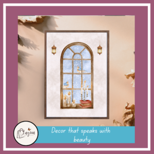 cozy winter window printable wall art – snowy birds & candles