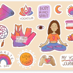 yoga themed sticker set
