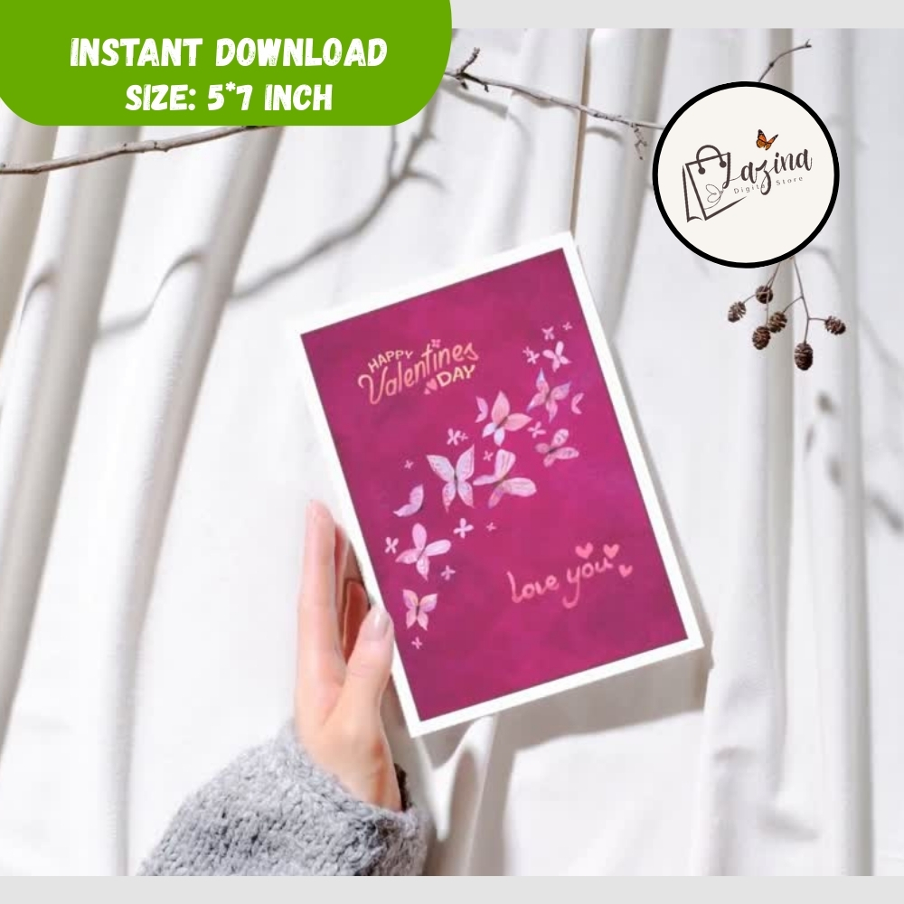 magenta butterfly valentine ecard | 5×7 printable | instant digital download magenta butterfly valentine ecard | 5×7 printable | instant digital download