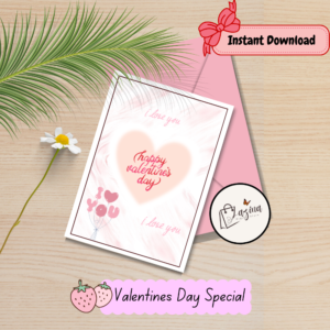 Soft Peach Heart Valentine eCard | 5×7 Printable | Instant Digital Download