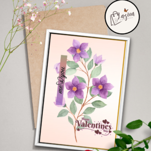 valentine’s day purple lily ecard | 5x7 printable love & appreciation card | digital download pdf png