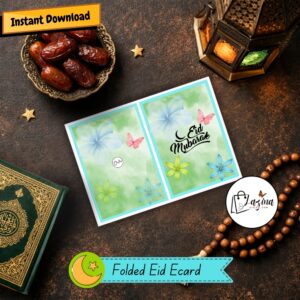folded eid mubarak printable card | arabic calligraphy design (copy)