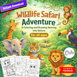 printable coloring pages | 60 unique animal coloring sheets | safari coloring pages 8.5x11 for all ages