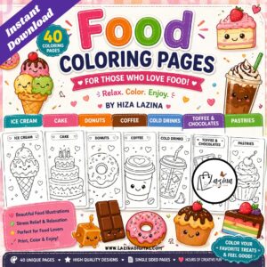 Printable coloring food pages instant download