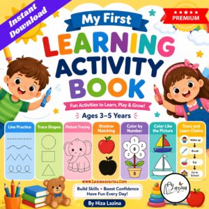 toddler learning activity workbook for ages 3–5| printable and digital tracing, matching, coloring and skill development book