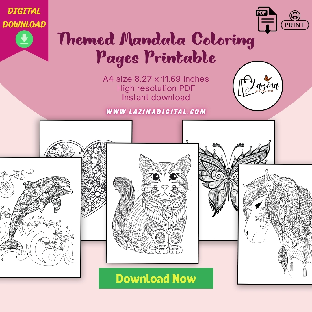 24 themed mandala coloring pages printable, a4 adult coloring book pdf, intricate mandala art, stress relief coloring sheets, digital download, instant download 24 themed mandala coloring pages printable, a4 adult coloring book pdf, intricate mandala art, stress relief coloring sheets, digital download, instant download