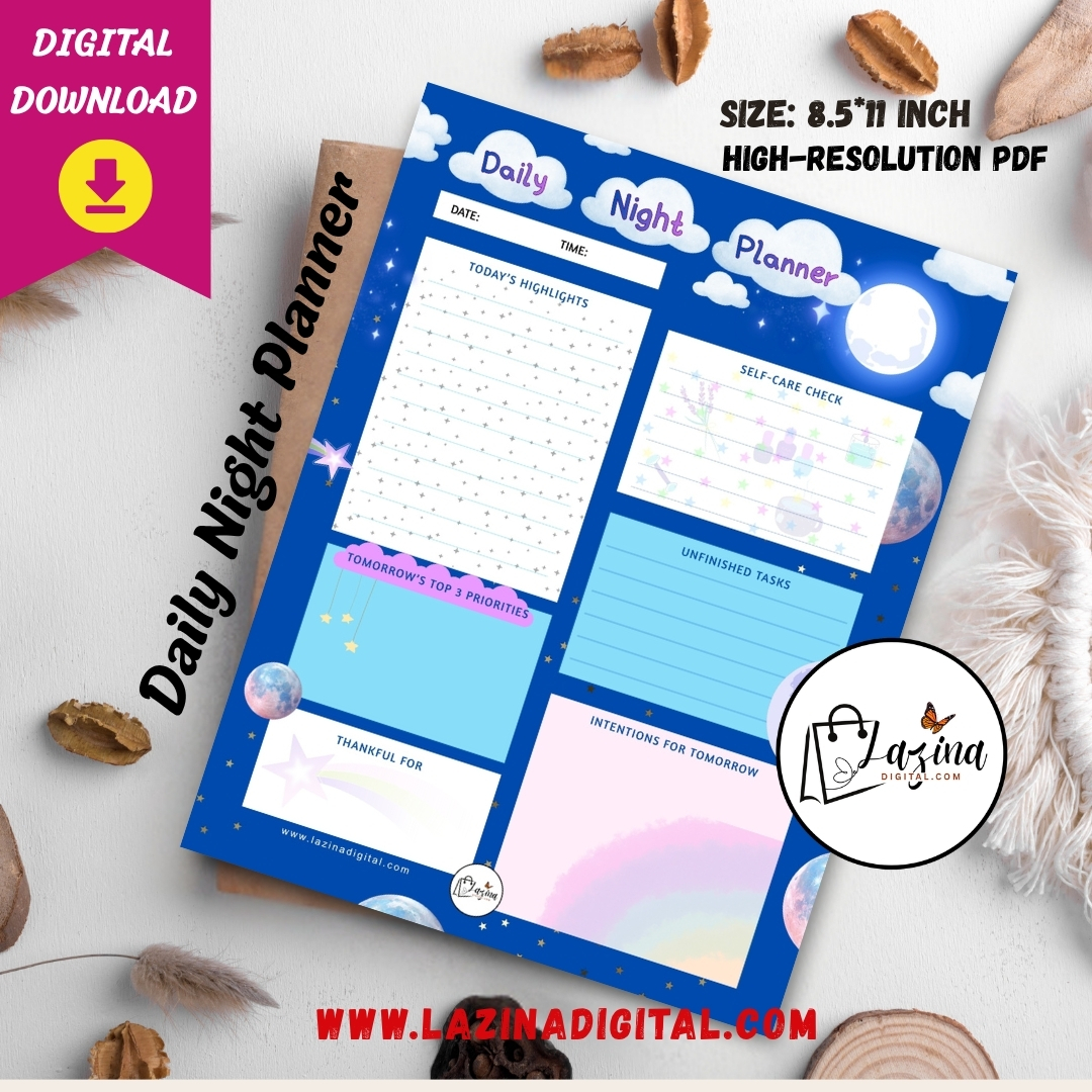 night aesthetic daily planner printable