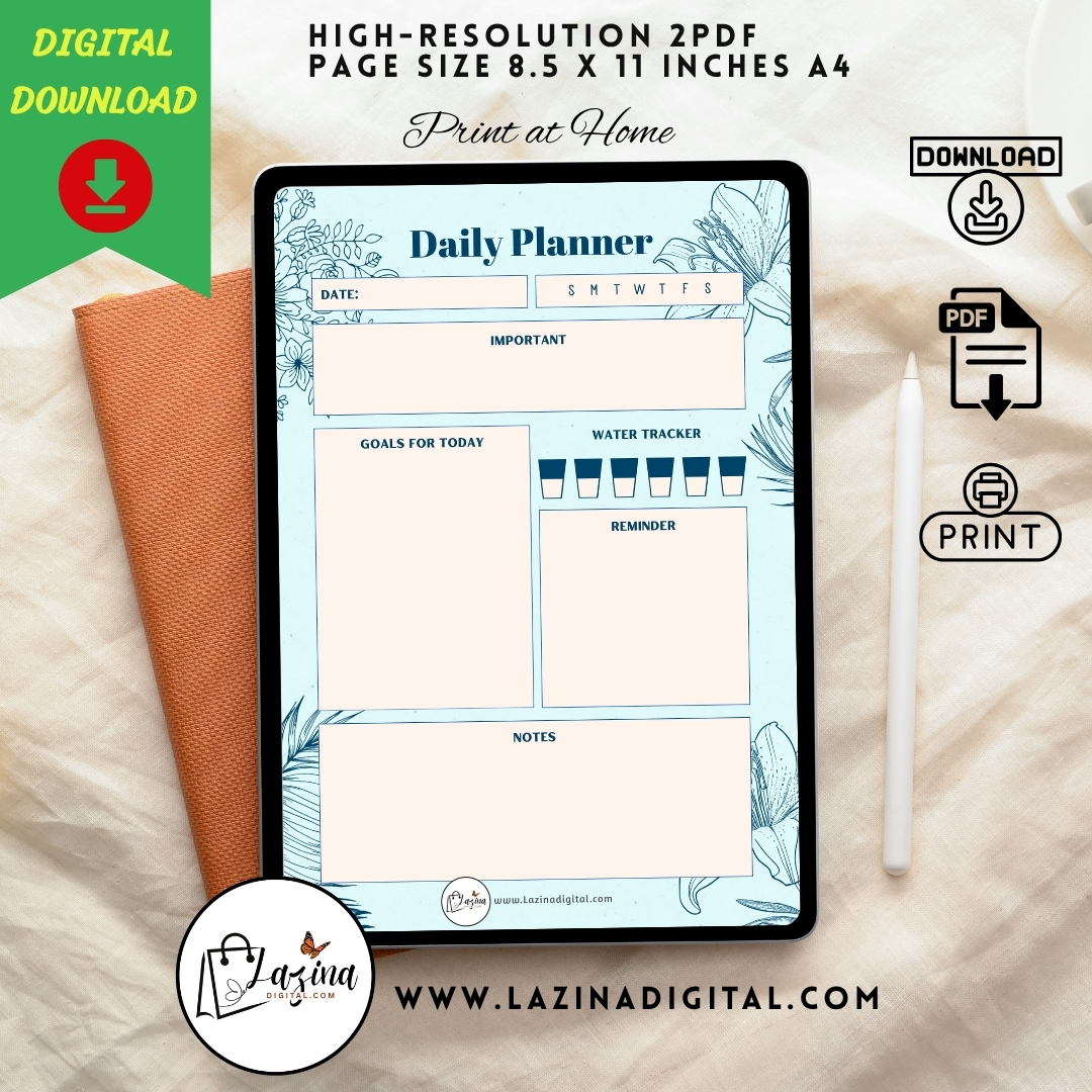Minimal Daily Planner Printable PDF