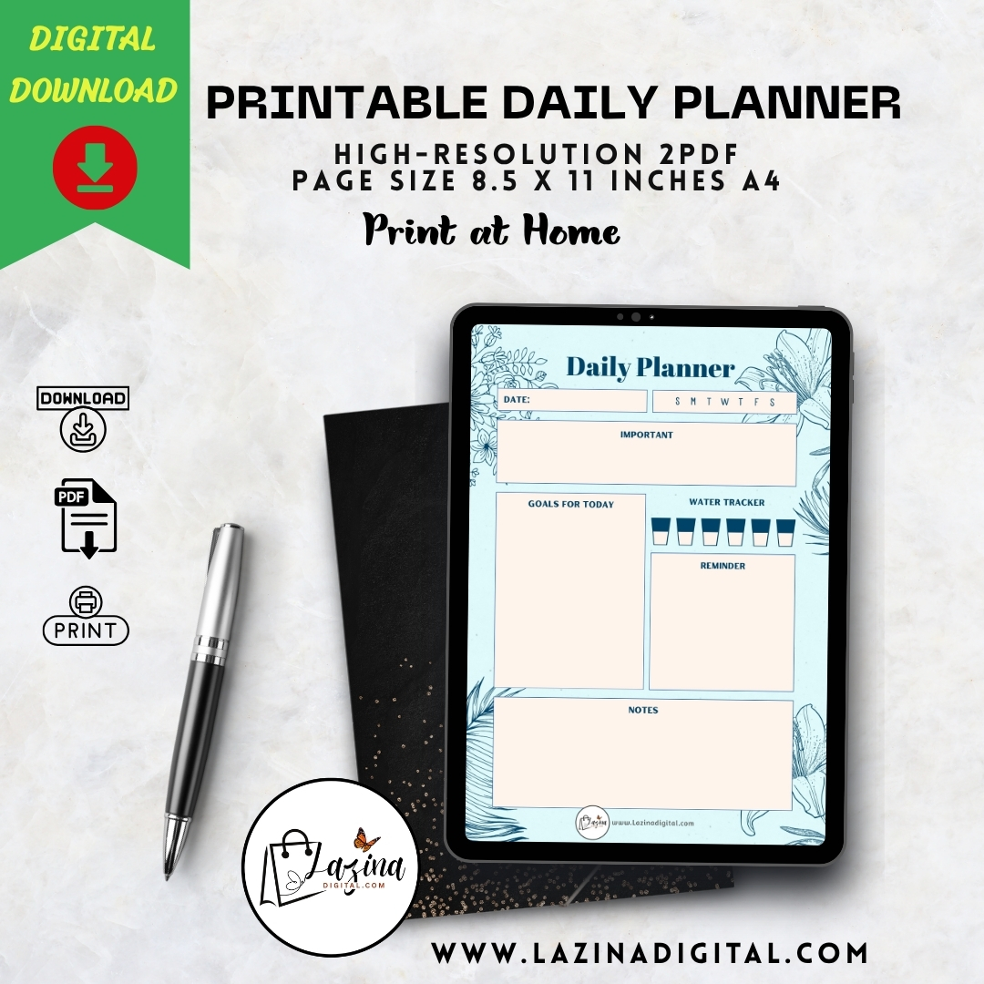 Minimal Productivity Planner Printable | Printable Digital Daily Planner PDF | Daily Goal Water Tracker Notes - Image 4