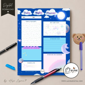 night aesthetic daily planner printable