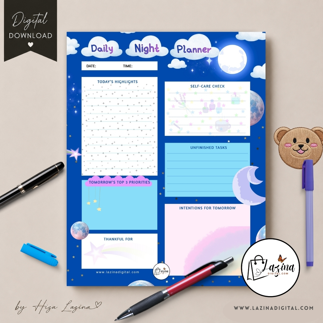 night aesthetic daily planner printable