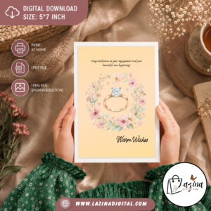 Printable Engagement Greeting Card | Congratulations Printable E-Card 5x7 | Printable Engagement Digital card