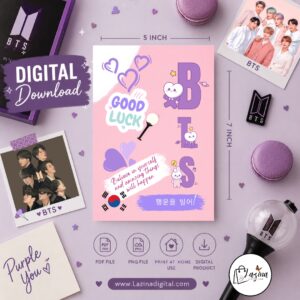 bts best wishes printable greeting card | k pop fan gift | 5x7 digital download | pdf & png