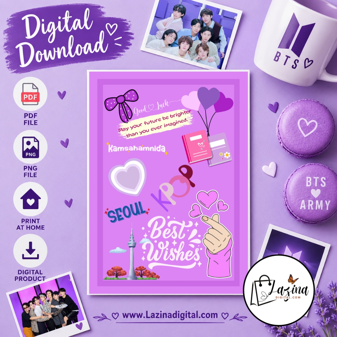 bts best wishes printable greeting card | k pop fan gift | 5x7 digital download | pdf & png bts best wishes printable greeting card | k pop fan gift | 5x7 digital download | pdf & png