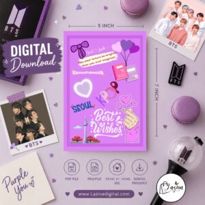 bts best wishes printable greeting card | k pop fan gift | 5x7 digital download | pdf & png