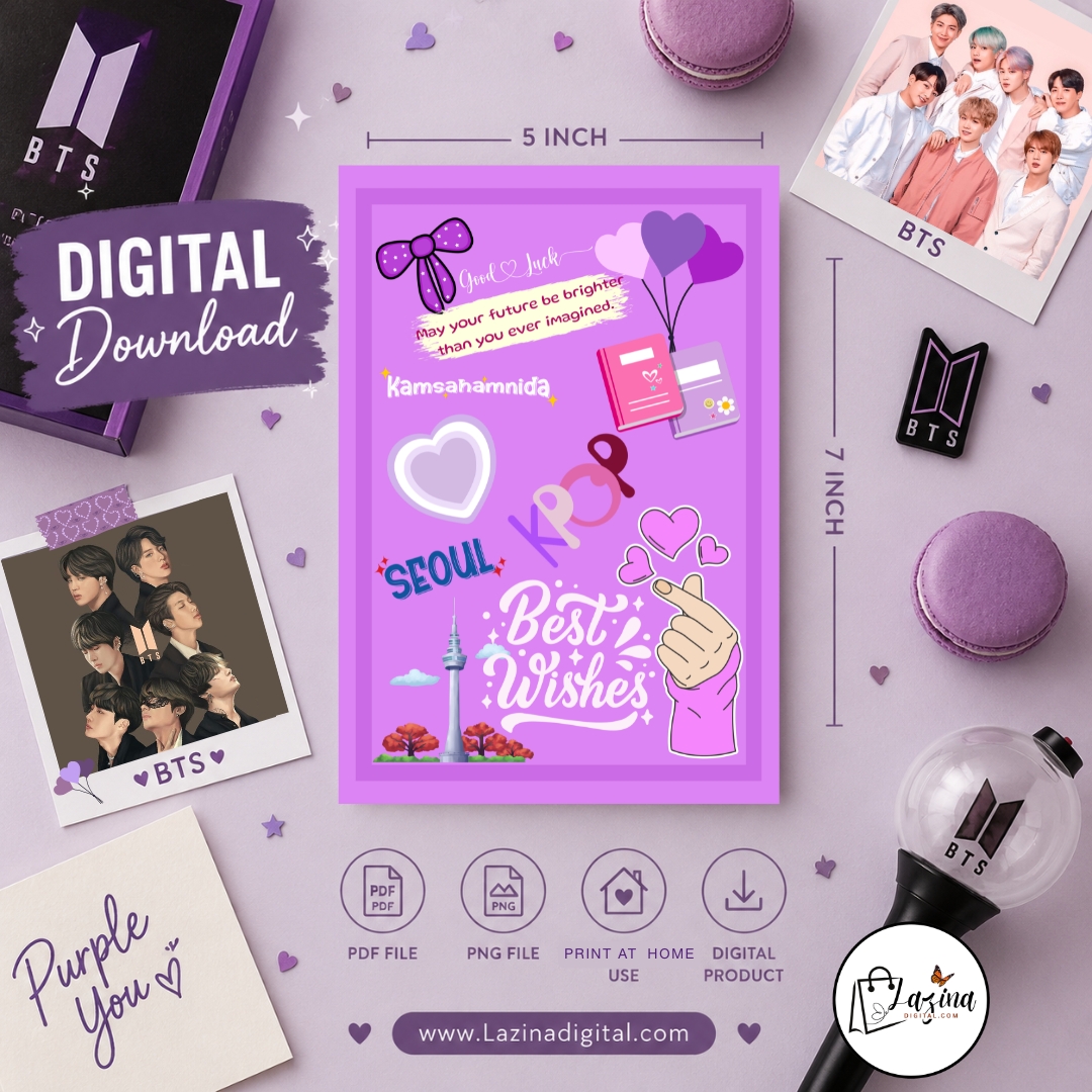 bts best wishes printable greeting card | k pop fan gift | 5x7 digital download | pdf & png bts best wishes printable greeting card | k pop fan gift | 5x7 digital download | pdf & png