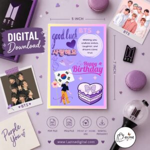 bts best wishes printable greeting card | k pop fan gift | 5x7 digital download | pdf & png