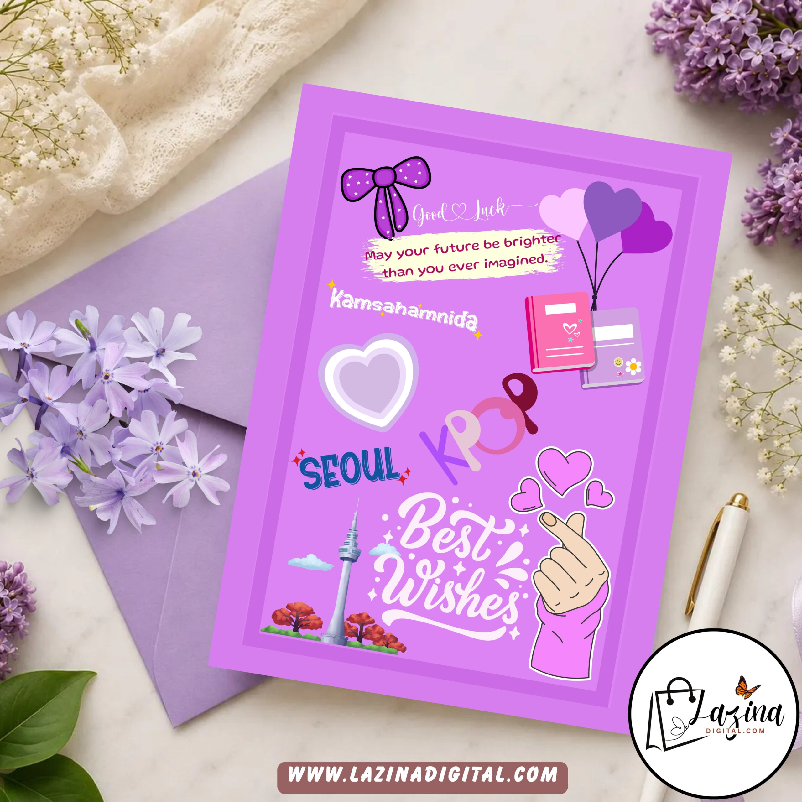 BTS Best Wishes Printable Greeting Card | K-Pop Fan Gift | 5x7 Digital Download | PDF & PNG - Image 5