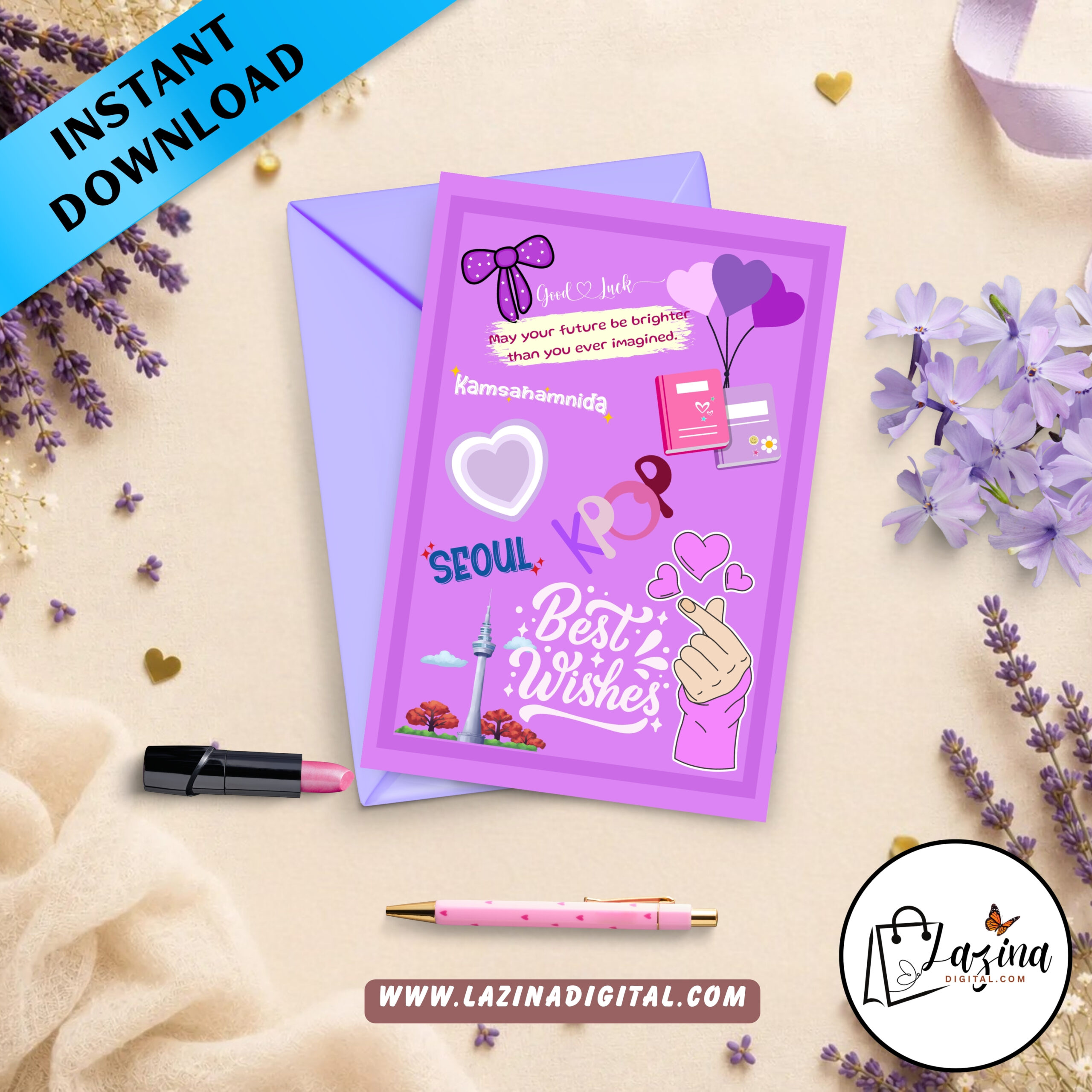 bts best wishes printable greeting card | k pop fan gift | 5x7 digital download | pdf & png bts best wishes printable greeting card | k pop fan gift | 5x7 digital download | pdf & png