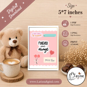 miss you card | foldable floral greeting card (digital download)