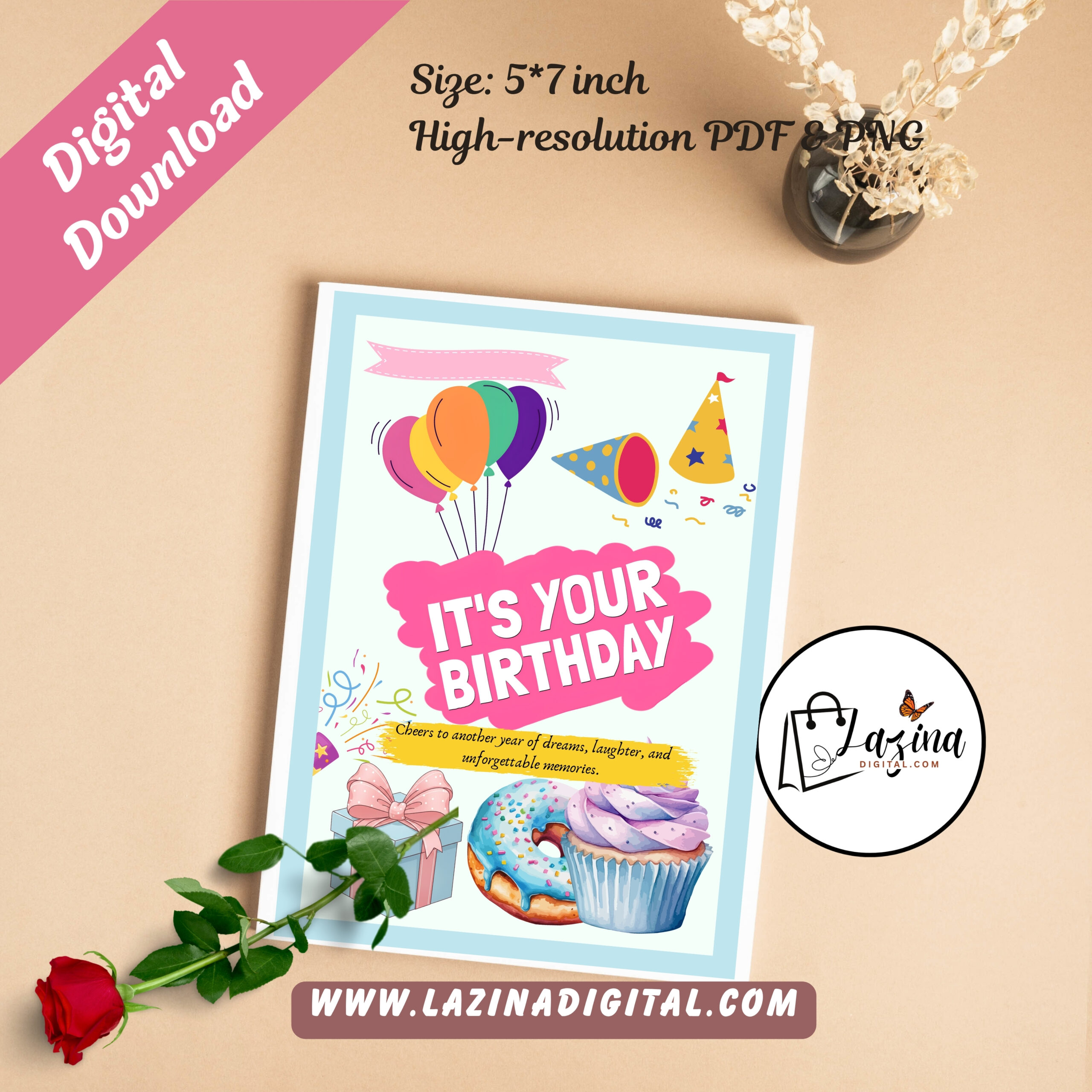 Printable Birthday Card Cute Birthday Card | Whimsical Birthday Card| Print at Home Birthday Card |Happy Birthday Card Digital Download - Image 6