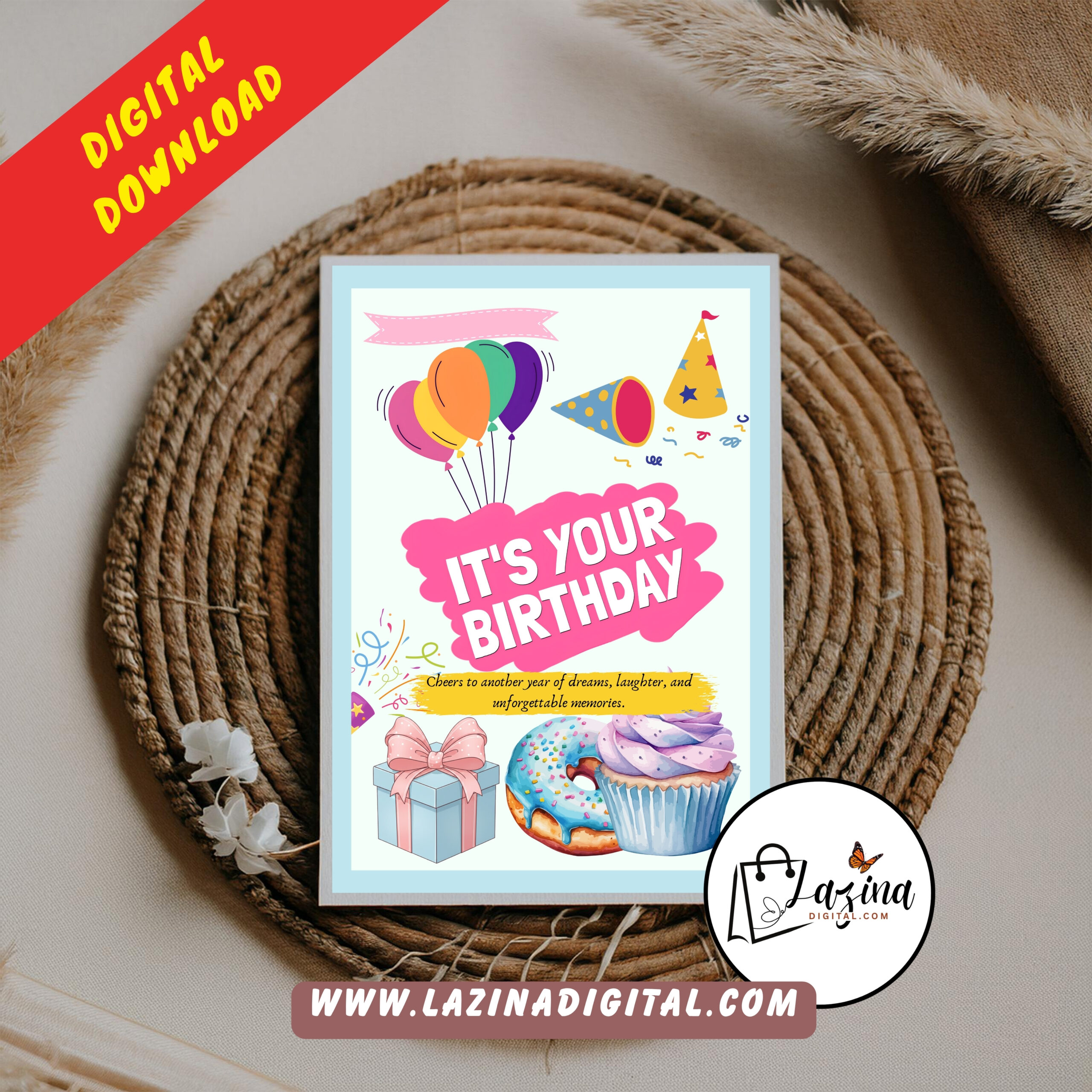Printable Birthday Card Cute Birthday Card | Whimsical Birthday Card| Print at Home Birthday Card |Happy Birthday Card Digital Download - Image 5