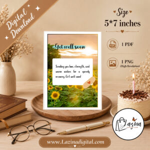 get well soon printable greeting card | elegant recovery wishes | instant digital download | pdf & png