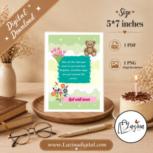 get well soon printable greeting card | elegant recovery wishes | instant digital download | pdf & png