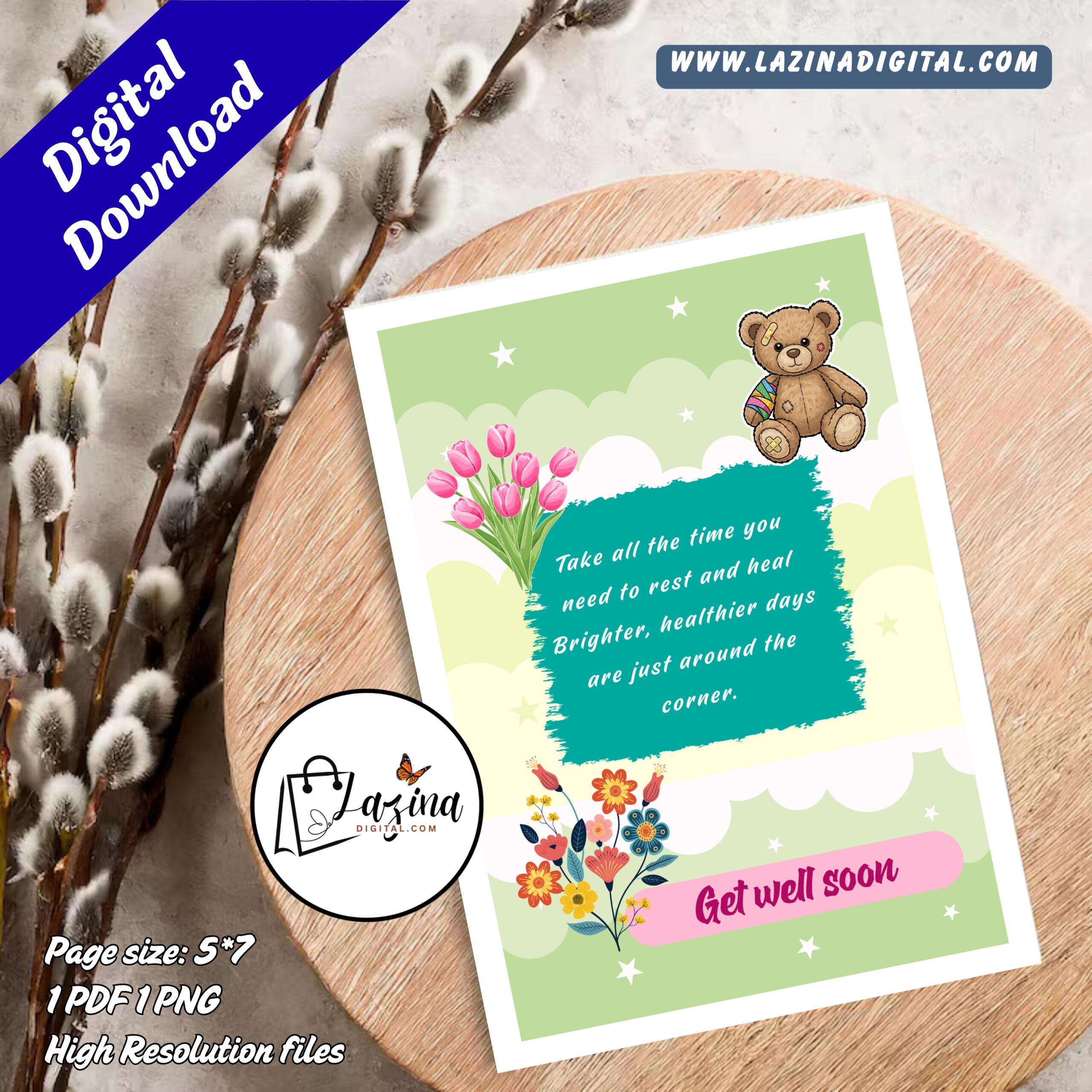 get well soon printable greeting card | elegant recovery wishes | instant digital download | pdf & png get well soon printable greeting card | elegant recovery wishes | instant digital download | pdf & png