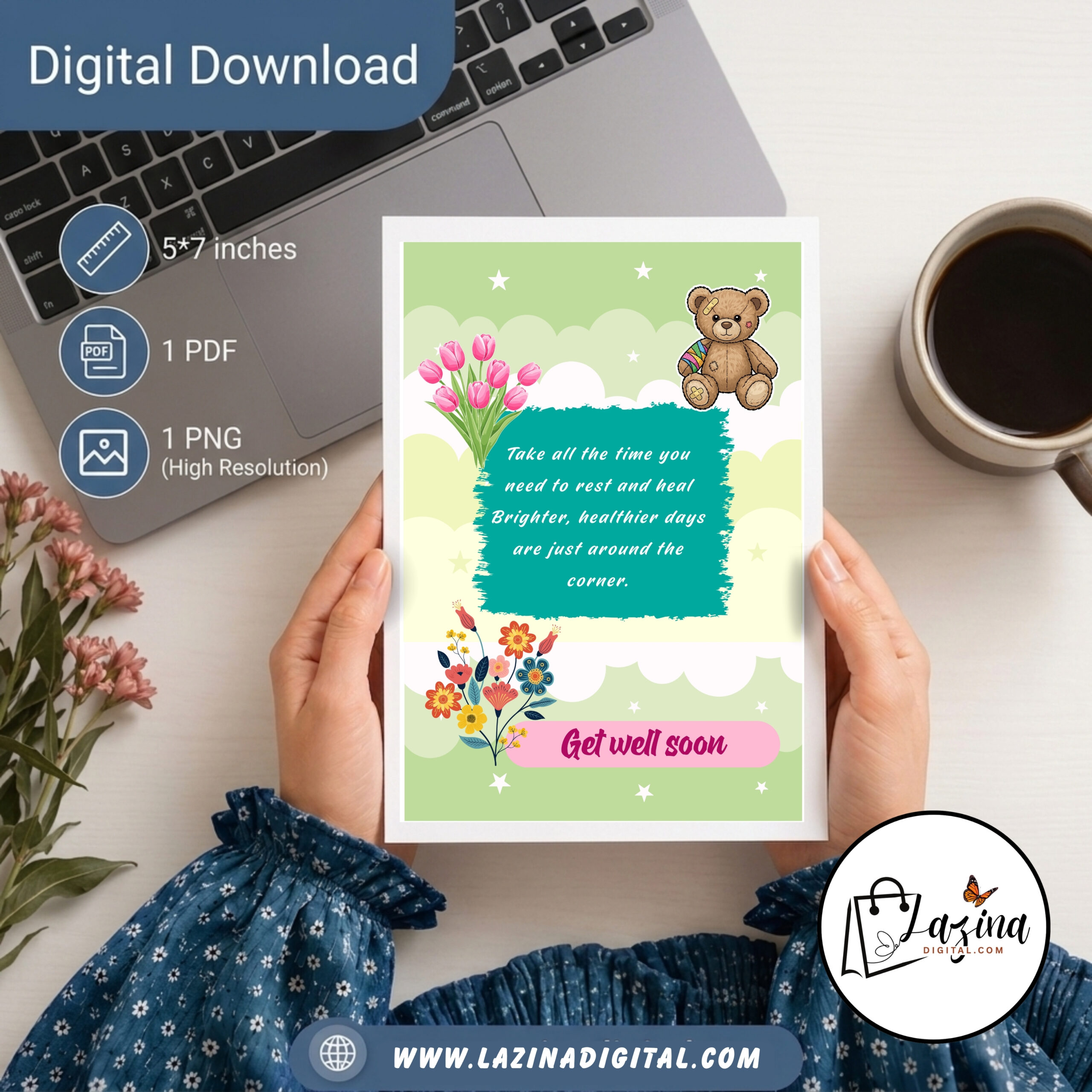 get well soon printable greeting card | elegant recovery wishes | instant digital download | pdf & png get well soon printable greeting card | elegant recovery wishes | instant digital download | pdf & png
