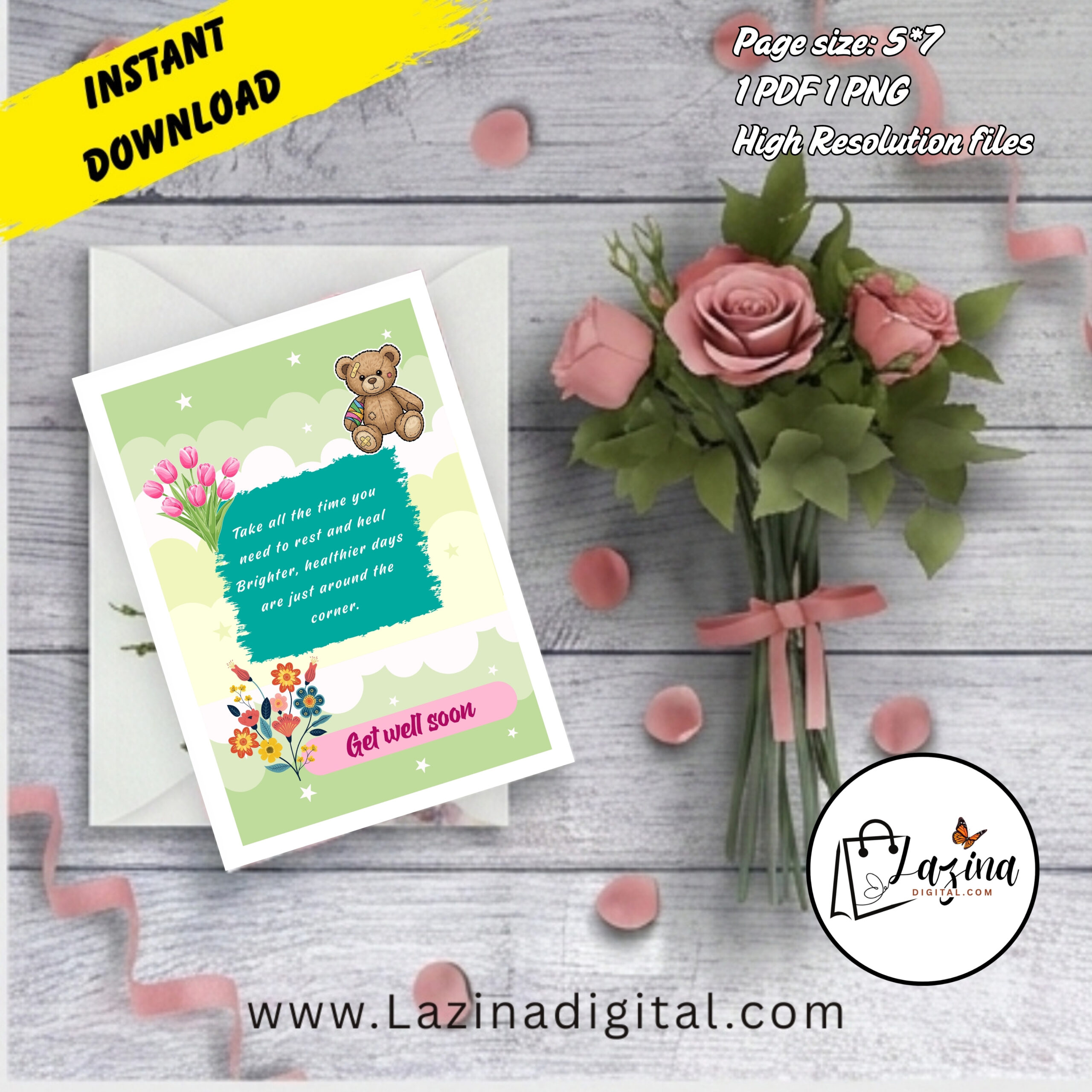 get well soon printable greeting card | elegant recovery wishes | instant digital download | pdf & png get well soon printable greeting card | elegant recovery wishes | instant digital download | pdf & png