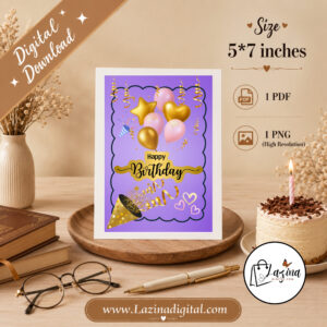 Happy Birthday Card | Cute Printable Birthday Greeting Card | Digital Download