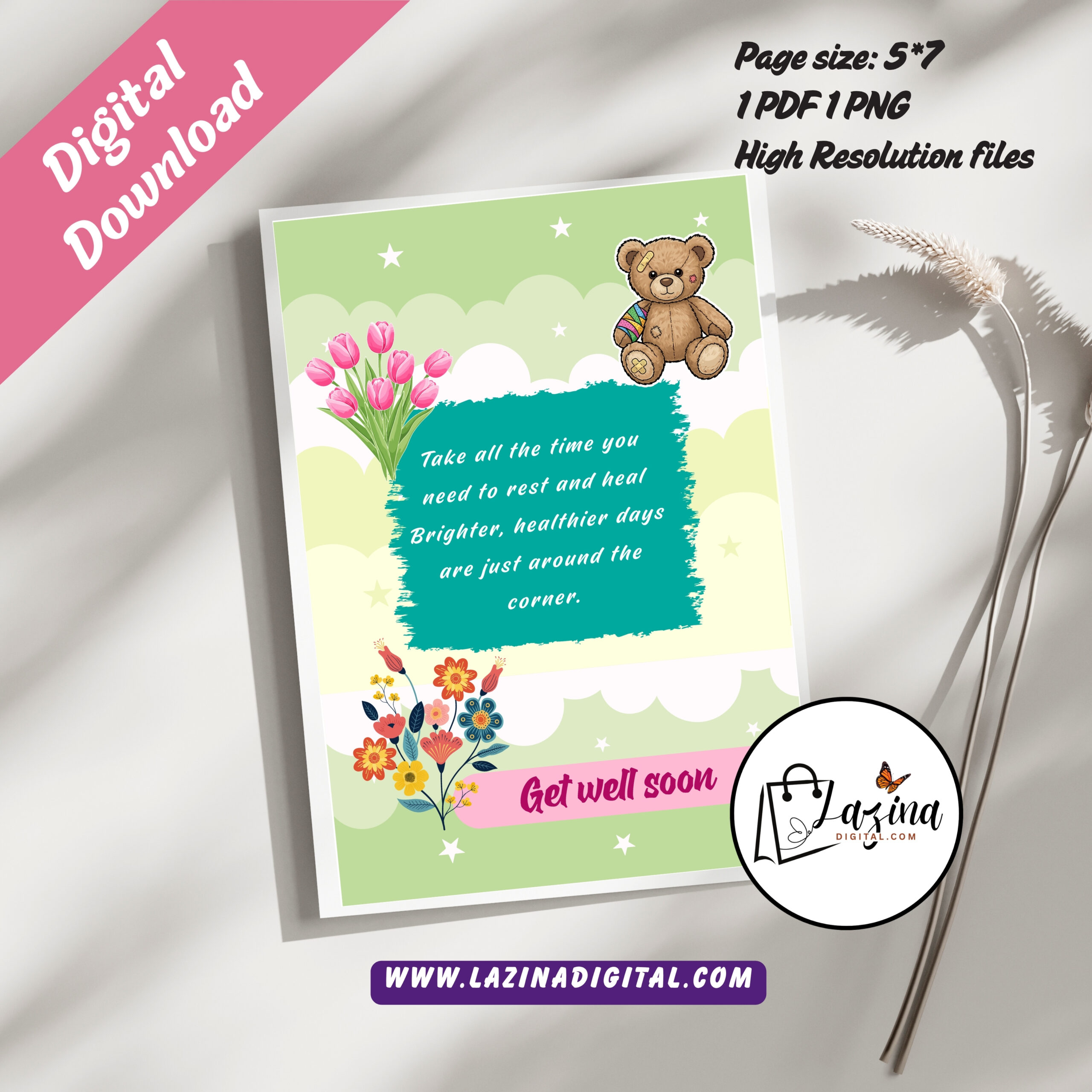 get well soon printable greeting card | elegant recovery wishes | instant digital download | pdf & png get well soon printable greeting card | elegant recovery wishes | instant digital download | pdf & png