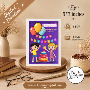 Birthday Card Print at Home Birthday Card Happy Birthday Card for Her Digital Download