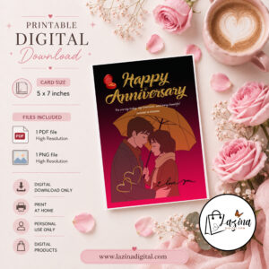 Happy Anniversary Printable Greeting Card | Elegant Anniversary Wishes | Digital Download | PDF & PNG