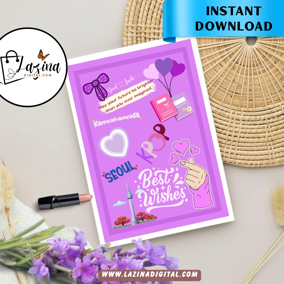 bts best wishes printable greeting card | k pop fan gift | 5x7 digital download | pdf & png bts best wishes printable greeting card | k pop fan gift | 5x7 digital download | pdf & png