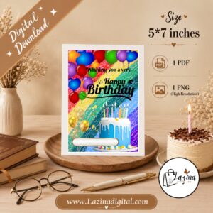 colorful happy birthday printable card | birthday greeting card